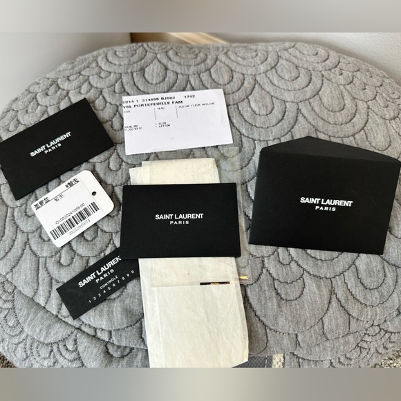 EUC🩵Saint Laurent Paris Blue Glacier Leather Y Line Flap Wallet - Picture 6 of 15